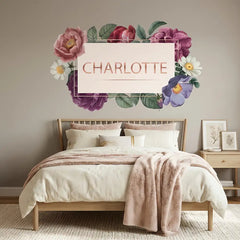 Custom Floral Name Sign Wall Sticker – Girls Room Nursery Personalized Decal