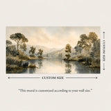 Custom size guide for the whispering lakeside mural, made to fit your wall dimensions