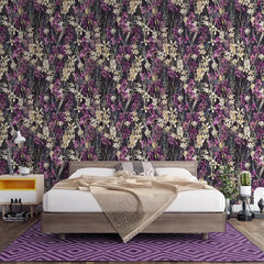 Midnight orchid floral wallpaper adds a deep and elegant botanical atmosphere.