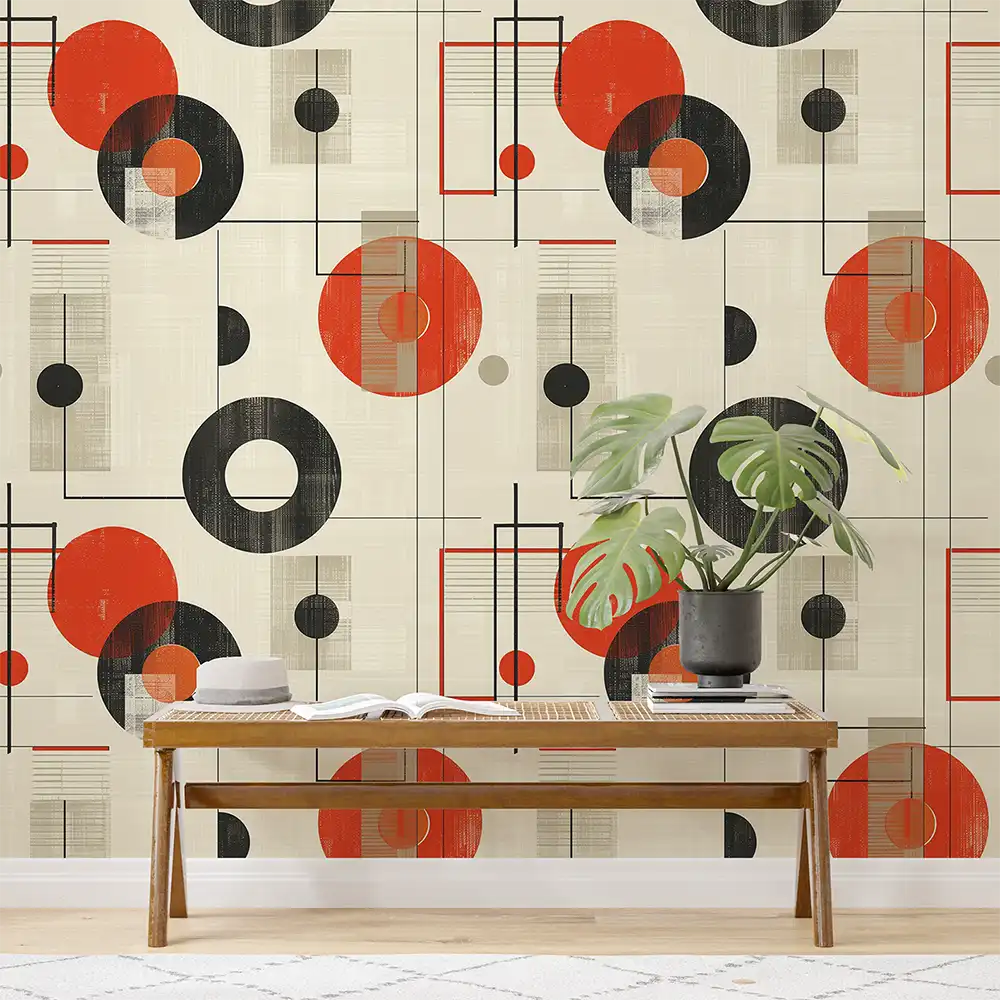 Modern Bauhaus Abstract Circle Wall Mural ideas for contemporary decor.