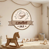 Custom Name Cowboy Wall Sticker – Western Boys Room Personalized Kids Decal