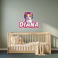 Personalized Kitty Wall Sticker – Custom Kids Bedroom Nursery Removable Decal