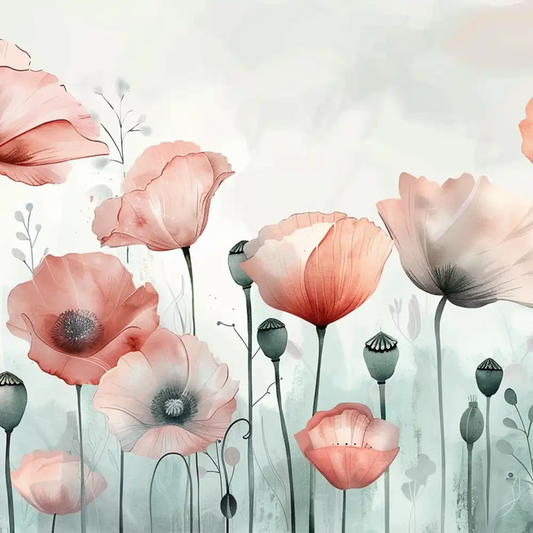 Premium minimal watercolor floral wall mural sticker for custom wall decor elevates interiors.