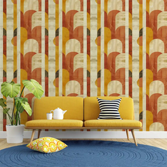 Retro Mustard and Terracotta Wall Mural to add flair to your kitchen.
