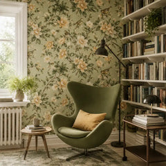 Botanical bird wallpaper close-up with cherry blossom and hummingbird detail