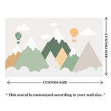Scandinavian Mountain Balloon Wallpaper – Nordic Peel-and-Stick Nursery Kids Design