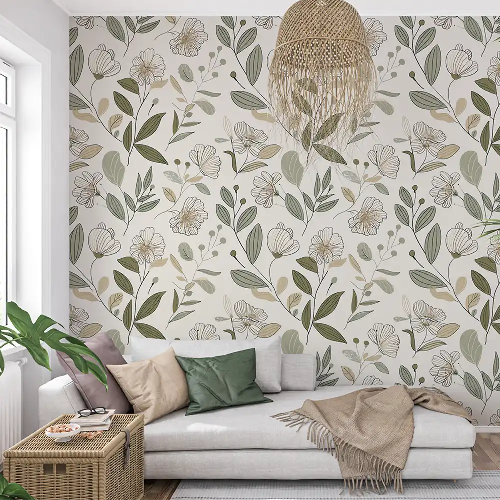 Stylish Sage Green Floral Wallpaper ideas for a refreshing look.