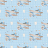 Vintage airplane soft pastel kids room wallpaper, beautiful wall sticker.