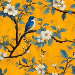 Bluebird Blossom – Mustard Wallpaper
