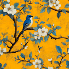 Bluebird Blossom – Mustard Wallpaper