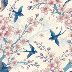 Cherry Swallow – Floral Wallpaper