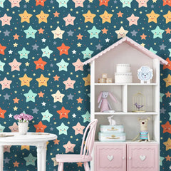 Happy Stars Kids Nursery Wallpaper – Colorful Peel-and-Stick Wall Design