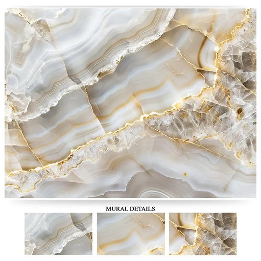 Ivory Luxe Agate Marble Wallpaper – Elegant Peel-and-Stick Bedroom Living Room