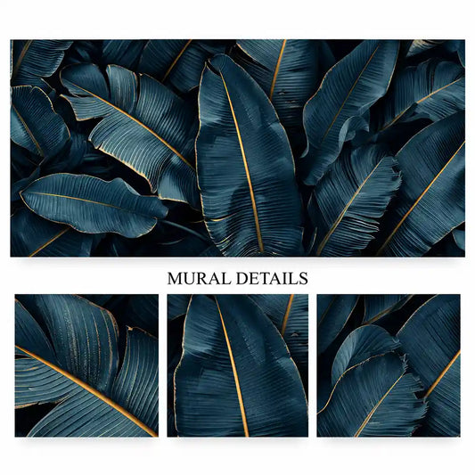 Midnight Blue Tropics Wallpaper – Bold Dark Peel-and-Stick Bedroom Accent Design
