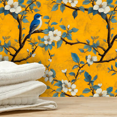 Bluebird Blossom – Mustard Wallpaper