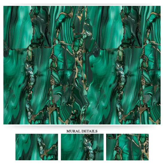 Emerald Vein Marble Wall Mural – Luxury Peel-and-Stick Bedroom Living Room Design