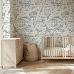 Vintage Animal Nursery Wallpaper – Peel-and-Stick Kids Room Removable Design