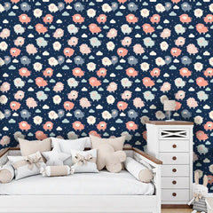 Cute Sheep and Cloud Wallpaper – Kids Room and Nursery Peel-and-Stick Design