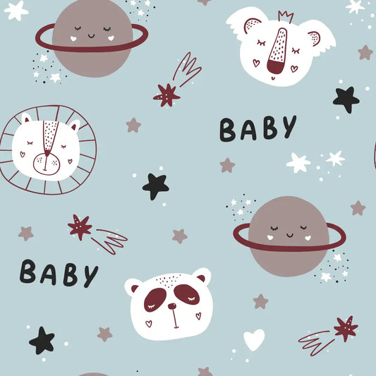 Cute Space Animals Pattern – Baby Koala, Lion & Panda Wallpaper