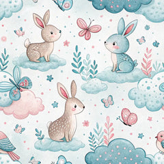 Dream Bunnies Nursery Wallpaper – Pastel Teal Peel-and-Stick Removable Design