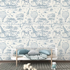 Vintage Animal Nursery Wallpaper – Peel-and-Stick Kids Room Removable Design