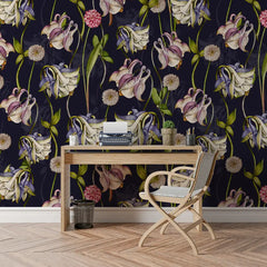 Midnight Garden – Vintage Floral Wallpaper
