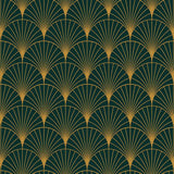 Charcoal geometric Art Deco fan pattern peel-and-stick wallpaper for bedroom or living room