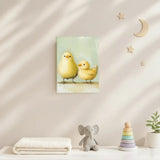 Cute Yellow Chicks Nursery Canvas Art – Pastel Baby Room Wall Decor