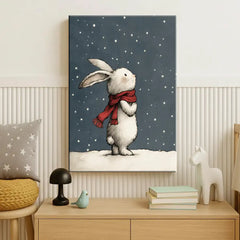 Nursery Bunny Canvas Art – Soft Pastel Kids Room Wall Decor