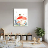 Fairy on Mushroom Nursery Canvas Art – Whimsical Kids Room Wall Decor