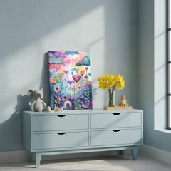 Magical Rainbow Nursery Canvas Art – Colorful Kids Room Wall Decor