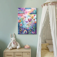 Magical Rainbow Nursery Canvas Art – Colorful Kids Room Wall Decor