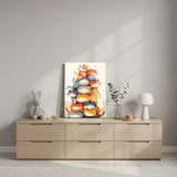 Colorful Cats Nursery Canvas Art – Illustrated Kids Room Wall Decor