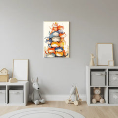 Colorful Cats Nursery Canvas Art – Illustrated Kids Room Wall Decor