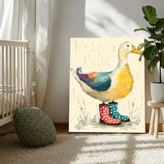 Duck Nursery Canvas Art – Illustrated Soft Kids Room Wall Decor