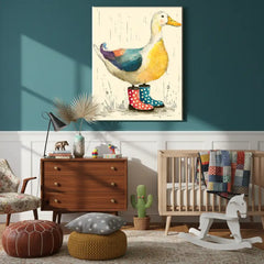 Duck Nursery Canvas Art – Illustrated Soft Kids Room Wall Decor