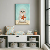 Seal Nursery Canvas Art – Illustrated Kids Room Wall Decor