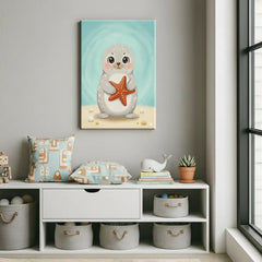 Seal Nursery Canvas Art – Illustrated Kids Room Wall Decor