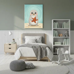 Seal Nursery Canvas Art – Illustrated Kids Room Wall Decor