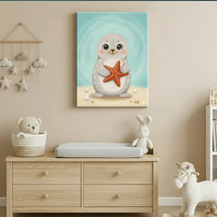 Seal Nursery Canvas Art – Illustrated Kids Room Wall Decor