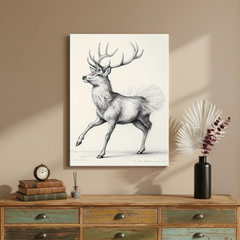 Dancing Deer Trio – Whimsical Sketch Canvas Art