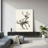 Dancing Deer Trio – Whimsical Sketch Canvas Art