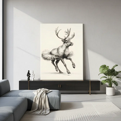 Dancing Deer Trio – Whimsical Sketch Canvas Art