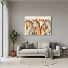 Vibrant Horses Canvas Art – Bold Equestrian Bedroom Living Room Wall Decor