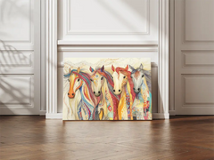 Vibrant Horses Canvas Art – Bold Equestrian Bedroom Living Room Wall Decor