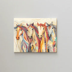 Vibrant Horses Canvas Art – Bold Equestrian Bedroom Living Room Wall Decor