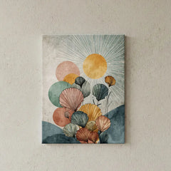 Sunlit Abstract Botanical Canvas Art – Modern Bedroom Living Room Wall Decor