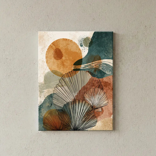 Sunlit Abstract Botanical Canvas Art – Modern Bedroom Living Room Wall Decor