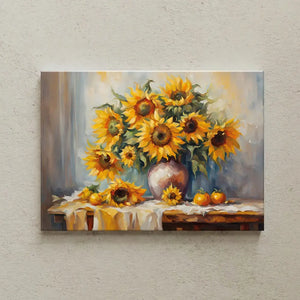 Golden Sunflower Still Life Canvas Art