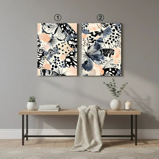 Midnight Wings Abstract Butterfly Canvas Art – Bedroom Living Room Wall Decor